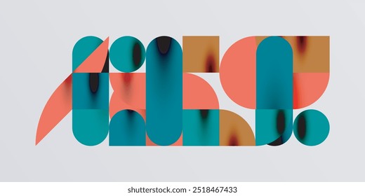 Circles, semi circles, squares and round shapes mosaic techno art. Vector Illustration For Wallpaper, Banner, Background, Card, Book Illustration, landing page