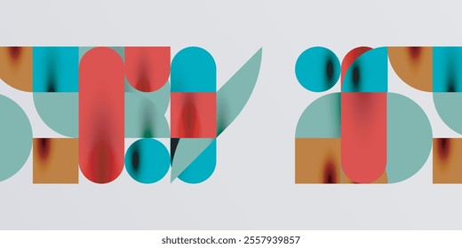 Circles, semi circles, squares and round shapes mosaic techno art. Vector Illustration For Wallpaper, Banner, Background, Card, Book Illustration, landing page