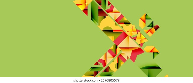 Circles, semi circles, squares and round triangles. Geometric mosaic style pattern abstract background for wallpaper, banner, backdrop, card, book Illustration, landing page