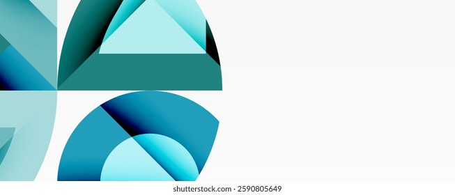 Circles, semi circles, squares and round triangles. Geometric mosaic style pattern abstract background for wallpaper, banner, backdrop, card, book Illustration, landing page