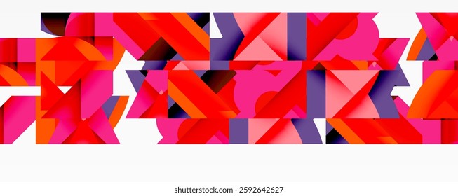 Circles, semi circles, squares and round triangles. Geometric mosaic style pattern abstract background for wallpaper, banner, backdrop, card, book Illustration, landing page