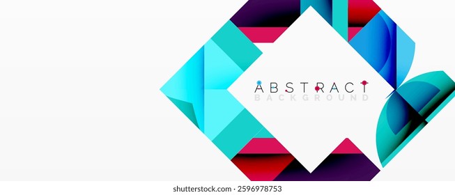 Circles, semi circles, squares and round triangles. Geometric mosaic style pattern abstract background for wallpaper, banner, backdrop, card, book Illustration, landing page