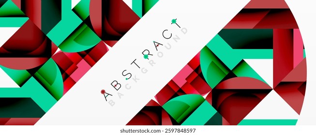 Circles, semi circles, squares and round triangles. Geometric mosaic style pattern abstract background for wallpaper, banner, backdrop, card, book Illustration, landing page