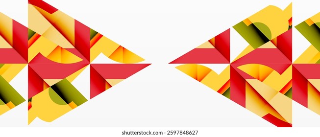 Circles, semi circles, squares and round triangles. Geometric mosaic style pattern abstract background for wallpaper, banner, backdrop, card, book Illustration, landing page