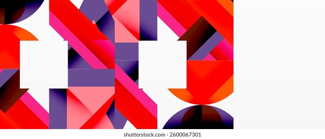 Circles, semi circles, squares and round triangles. Geometric mosaic style pattern abstract background for wallpaper, banner, backdrop, card, book Illustration, landing page