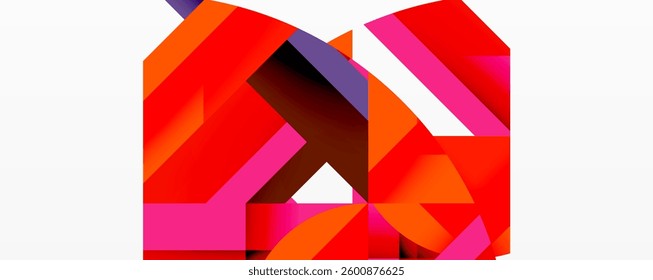 Circles, semi circles, squares and round triangles. Geometric mosaic style pattern abstract background for wallpaper, banner, backdrop, card, book Illustration, landing page
