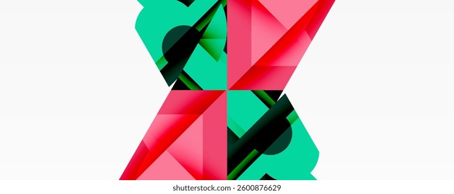 Circles, semi circles, squares and round triangles. Geometric mosaic style pattern abstract background for wallpaper, banner, backdrop, card, book Illustration, landing page