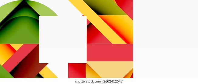 Circles, semi circles, squares and round triangles. Geometric mosaic style pattern abstract background for wallpaper, banner, backdrop, card, book Illustration, landing page