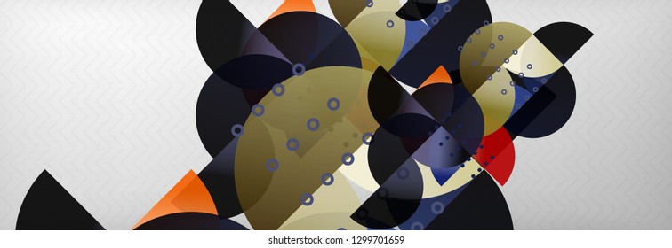 Circles and semicircles abstract background, circle design business template. Vector illustration