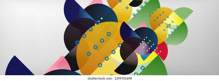 Circles and semicircles abstract background, circle design business template. Vector illustration
