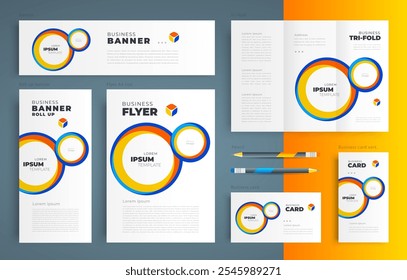 Circles Set Design-Vorlage Flyer Abdeckung, dreifach, Banner, Roll-up-Banner, Visitenkarte