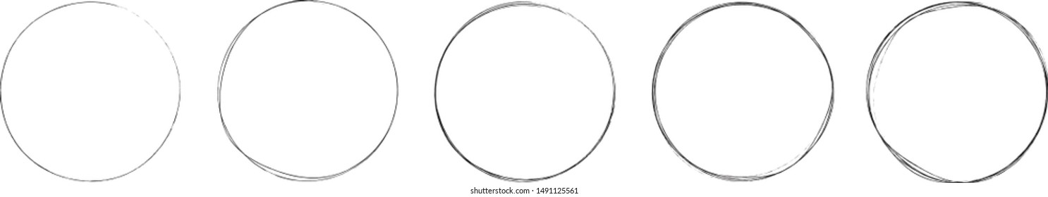 circles set. hand drawing different circles