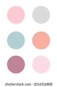 Circles set with pastel colours. Vector illustration isolated on white background. Good for highlights. Blue, orange, pink colours. 