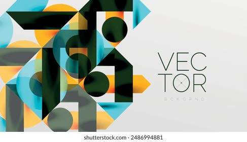 Circles and shadows. Colorful round elements with triangles, semi circles and other shapes. Vector Illustration For Wallpaper, Banner, Background, Card, Book Illustration, landing page