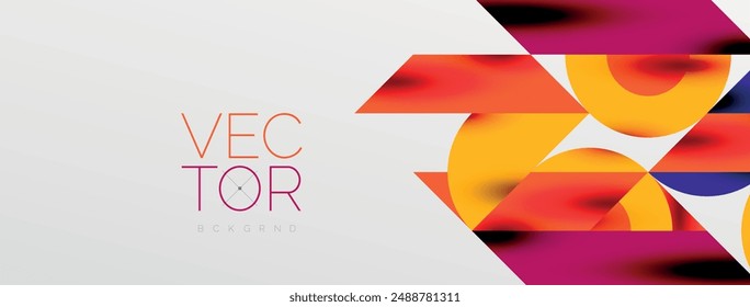 Circles and shadows. Colorful round elements with triangles, semi circles and other shapes. Vector Illustration For Wallpaper, Banner, Background, Card, Book Illustration, landing page