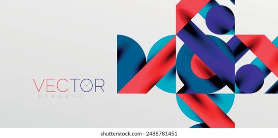 Circles and shadows. Colorful round elements with triangles, semi circles and other shapes. Vector Illustration For Wallpaper, Banner, Background, Card, Book Illustration, landing page