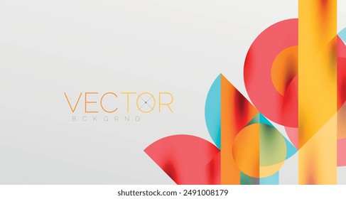 Circles and shadows. Colorful round elements with triangles, semi circles and other shapes. Vector Illustration For Wallpaper, Banner, Background, Card, Book Illustration, landing page