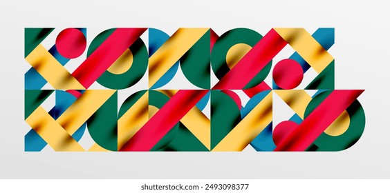 Circles and shadows. Colorful round elements with triangles, semi circles and other shapes. Vector Illustration For Wallpaper, Banner, Background, Card, Book Illustration, landing page