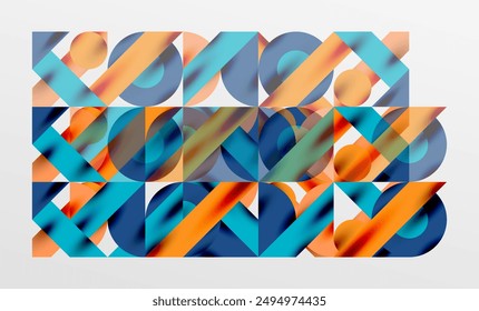 Circles and shadows. Colorful round elements with triangles, semi circles and other shapes. Vector Illustration For Wallpaper, Banner, Background, Card, Book Illustration, landing page