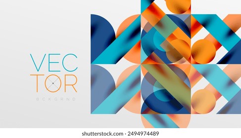 Circles and shadows. Colorful round elements with triangles, semi circles and other shapes. Vector Illustration For Wallpaper, Banner, Background, Card, Book Illustration, landing page