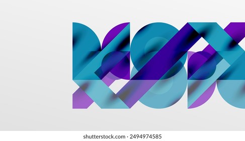 Circles and shadows. Colorful round elements with triangles, semi circles and other shapes. Vector Illustration For Wallpaper, Banner, Background, Card, Book Illustration, landing page