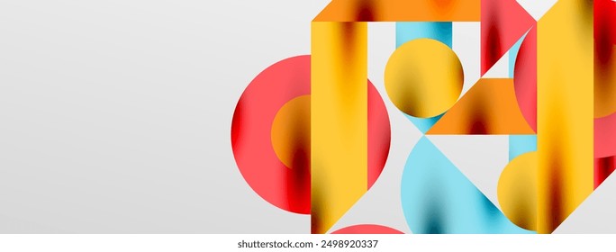 Circles and shadows. Colorful round elements with triangles, semi circles and other shapes. Vector Illustration For Wallpaper, Banner, Background, Card, Book Illustration, landing page