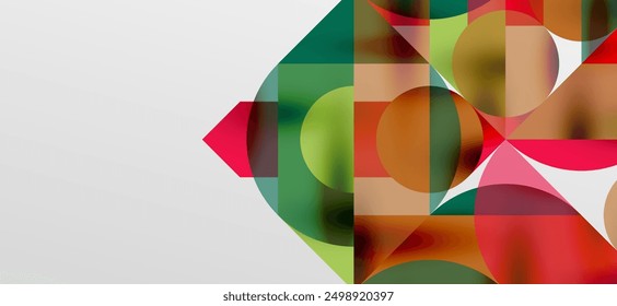 Círculos y sombras. Coloridos Elementos redondos con triángulos, semicírculos y otras Formas. Ilustración vectorial para el Fondo de pantalla, Anuncio, fondo, tarjeta, ilustración del libro, landing page