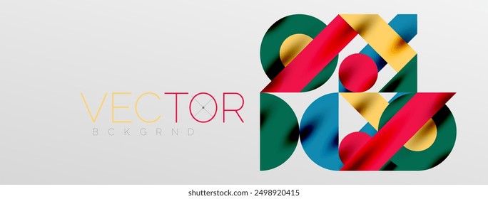Círculos y sombras. Coloridos Elementos redondos con triángulos, semicírculos y otras Formas. Ilustración vectorial para el Fondo de pantalla, Anuncio, fondo, tarjeta, ilustración del libro, landing page