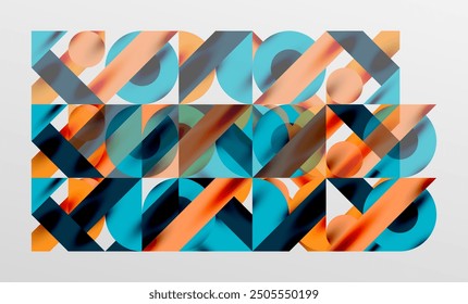 Circles and shadows. Colorful round elements with triangles, semi circles and other shapes. Vector Illustration For Wallpaper, Banner, Background, Card, Book Illustration, landing page