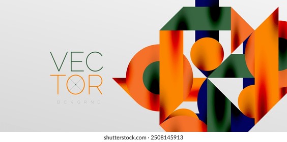 Circles and shadows. Colorful round elements with triangles, semi circles and other shapes. Vector Illustration For Wallpaper, Banner, Background, Card, Book Illustration, landing page