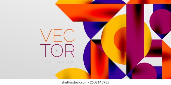 Circles and shadows. Colorful round elements with triangles, semi circles and other shapes. Vector Illustration For Wallpaper, Banner, Background, Card, Book Illustration, landing page
