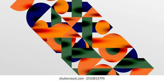 Círculos y sombras. Coloridos Elementos redondos con triángulos, semicírculos y otras Formas. Ilustración vectorial para el Fondo de pantalla, Anuncio, fondo, tarjeta, ilustración del libro, landing page