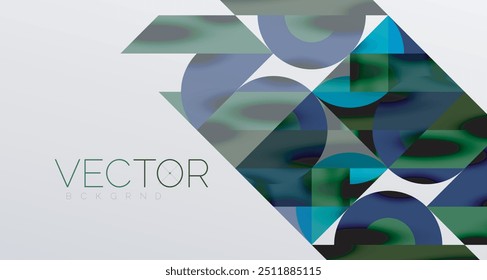 Circles and shadows. Colorful round elements with triangles, semi circles and other shapes. Vector Illustration For Wallpaper, Banner, Background, Card, Book Illustration, landing page