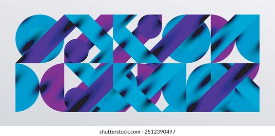 Circles and shadows. Colorful round elements with triangles, semi circles and other shapes. Vector Illustration For Wallpaper, Banner, Background, Card, Book Illustration, landing page