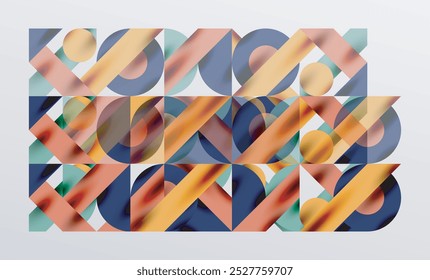 Circles and shadows. Colorful round elements with triangles, semi circles and other shapes. Vector Illustration For Wallpaper, Banner, Background, Card, Book Illustration, landing page