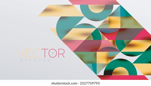 Circles and shadows. Colorful round elements with triangles, semi circles and other shapes. Vector Illustration For Wallpaper, Banner, Background, Card, Book Illustration, landing page