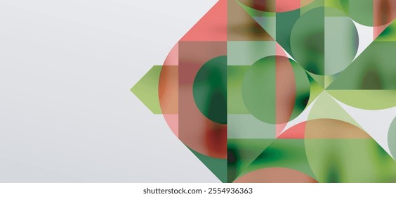 Circles and shadows. Colorful round elements with triangles, semi circles and other shapes. Vector Illustration For Wallpaper, Banner, Background, Card, Book Illustration, landing page