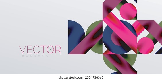 Circles and shadows. Colorful round elements with triangles, semi circles and other shapes. Vector Illustration For Wallpaper, Banner, Background, Card, Book Illustration, landing page