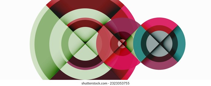 Circles with shadows trendy minimal geometric composition abstract background