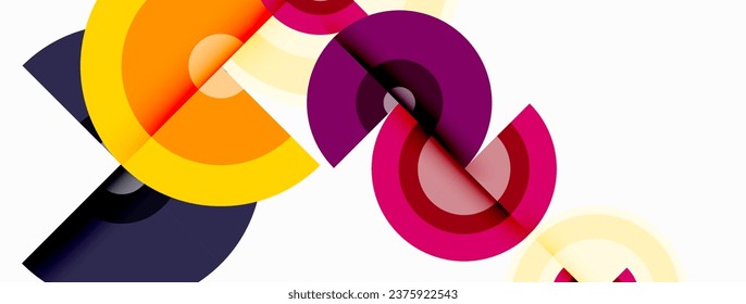 Circles with shadows trendy minimal geometric composition abstract background