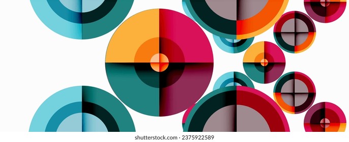 Circles with shadows trendy minimal geometric composition abstract background