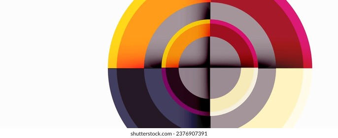 Circles with shadows trendy minimal geometric composition abstract background