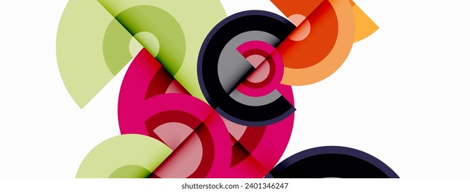 Circles with shadows trendy minimal geometric composition abstract background
