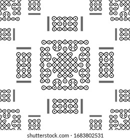 Circles, Sharp corners, Squares and dots - Indian Traditional and Cultural Rangoli Vector line art is in Seamless pattern