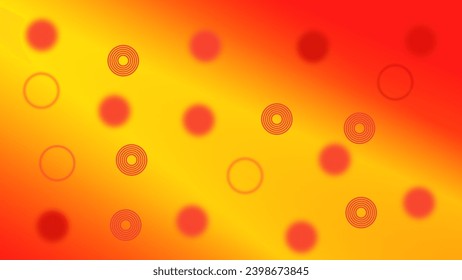 Circles with sme blurred objects on top of yellow and red to orange background