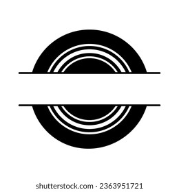 Circles Split Frame Monogram Design,  Copy space for monogram, title, badge, insignia, logo, emblem or symbol.  Isolated on white.