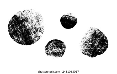 Circles spots texture grain brush. Grunge texture. The side is round in shape. Stock image. EPS 10.