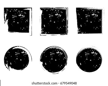 Circles and square grunge shapes, vector element