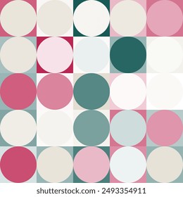 Circles and squares background. Abstract pattern design. Vector illustration.