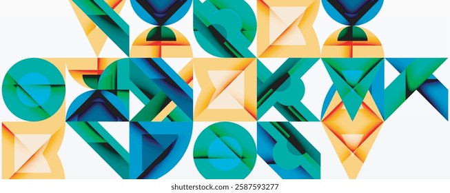Circles squares lines abstract background